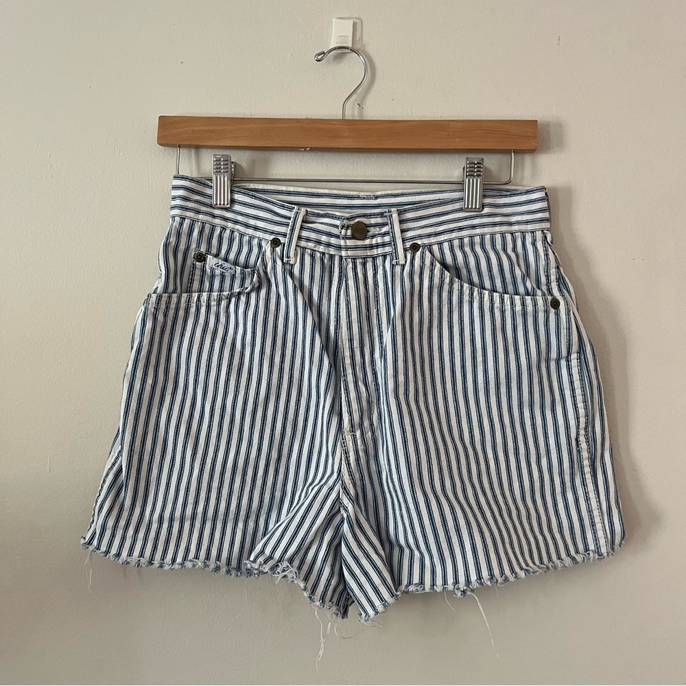 Pin striped jean shorts